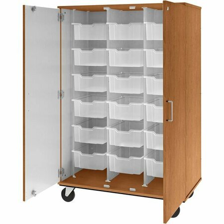 I.D. SYSTEMS 67'' Tall Medium Cherry Mobile Storage Cabinet with 18 6'' Bins 80249F67003 538249F67003